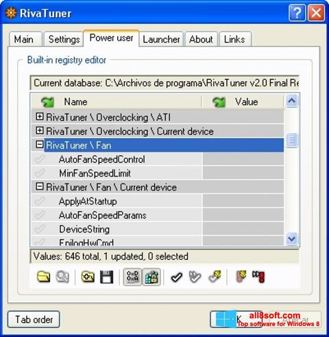 স্ক্রিনশট RivaTuner Windows 8