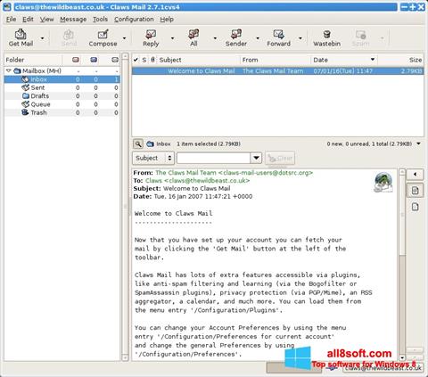 স্ক্রিনশট Claws Mail Windows 8