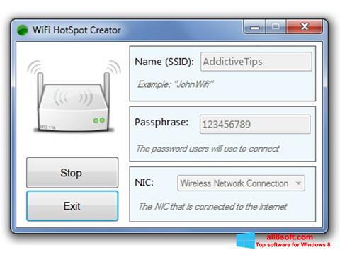 স্ক্রিনশট Wi-Fi HotSpot Creator Windows 8
