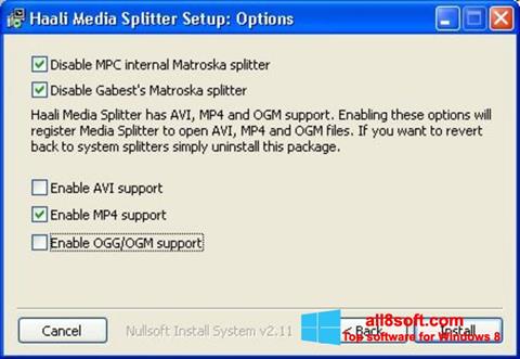 স্ক্রিনশট Haali Media Splitter Windows 8