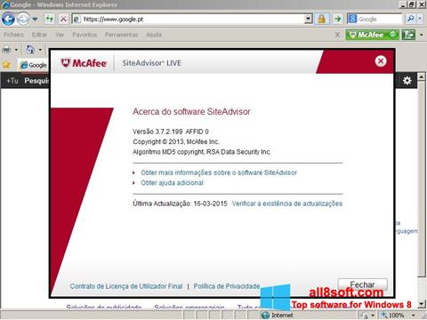 স্ক্রিনশট McAfee SiteAdvisor Windows 8