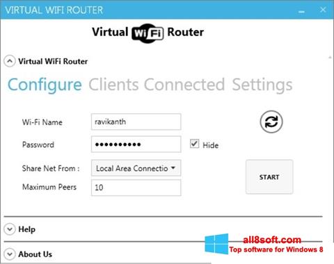 স্ক্রিনশট Virtual WiFi Router Windows 8