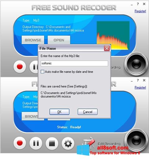 স্ক্রিনশট Free Sound Recorder Windows 8