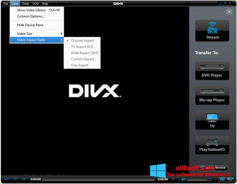 স্ক্রিনশট DivX Player Windows 8