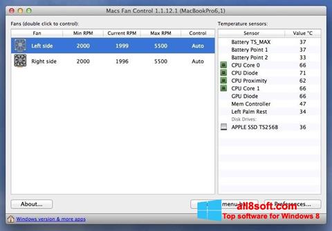 স্ক্রিনশট Macs Fan Control Windows 8