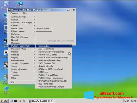 স্ক্রিনশট Hirens Boot CD Windows 8